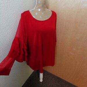 Red ITY Top with Mesh Sleeves